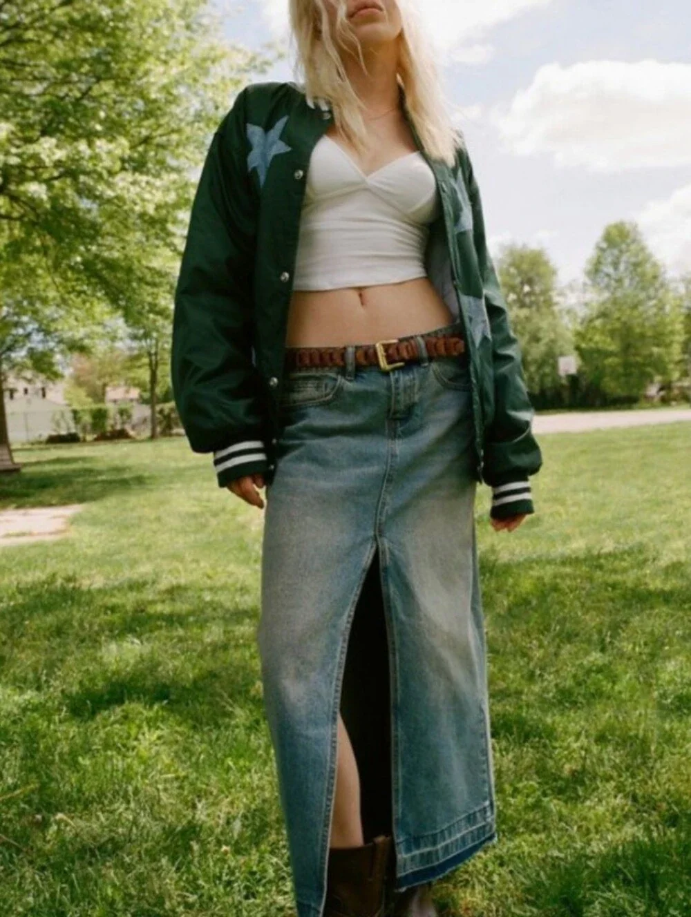 Urban Outfitters BSG Mandi Long Jean Denim Midi Skirt Size XL